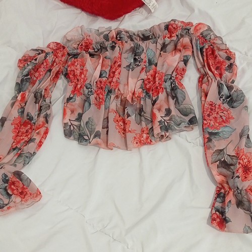 Chiffon bluse schulterfrei - bluse,