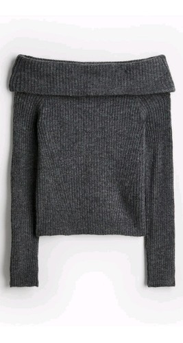 Pullover schulterfrei grau m - grau, h&m