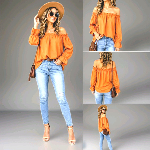 Damen bluse off shoulder - bluse,