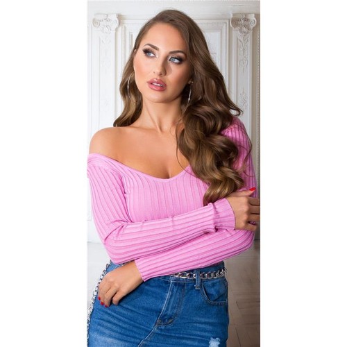 Damen rippstrick pullover mit - damen,