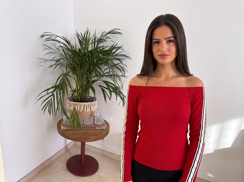 Pullover rot schulter - rot,